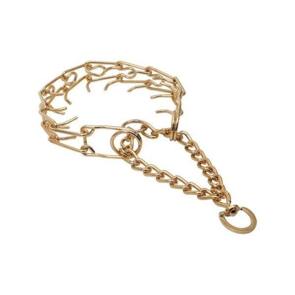 Doggie Eğitim Serisi Dikenli Boğma Zincir Köpek Boyun Tasması 4x60cm - Gold