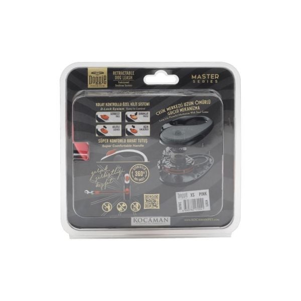 Doggie Master Serisi Otomatik Uzatma Tasması XS-12kg-3mt - Pink