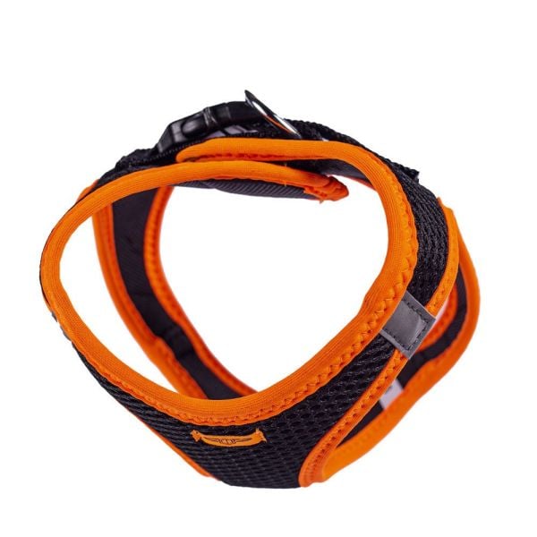 Doggie Havalı Dokumadan Neon Serisi El Yapımı Küçük Irk Köpek Göğüs Tasması S 32-38cm - Orange