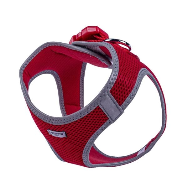 Doggie Havalı Dokumadan Reflektör Serisi El Yapımı Küçük Irk Köpek Göğüs Tasması M 38-44cm - Red