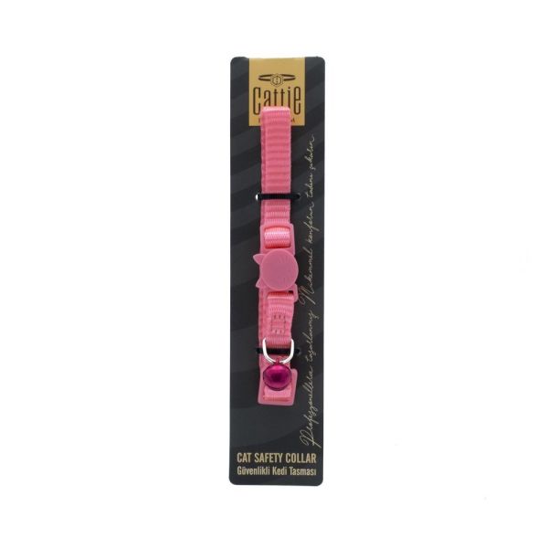 Cattie Güvenlik Tokalı Dokumadan El Yapımı Kedi Boyun Tasması 1x15-25cm - Pink