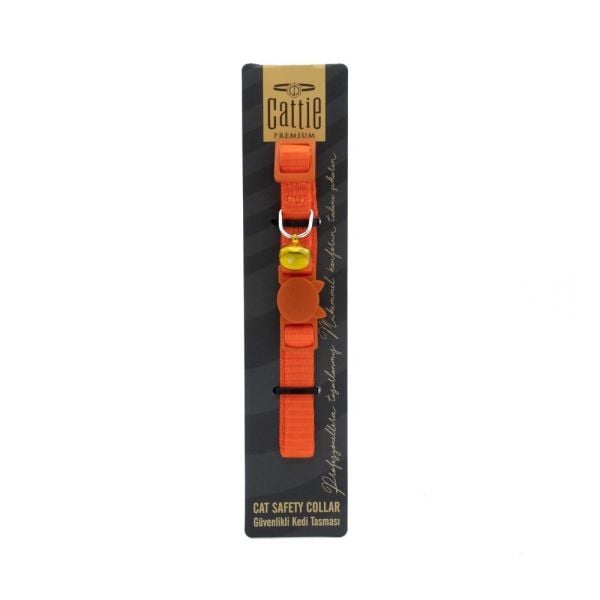 Cattie Güvenlik Tokalı Dokumadan El Yapımı Kedi Boyun Tasması 1x15-25cm - Orange