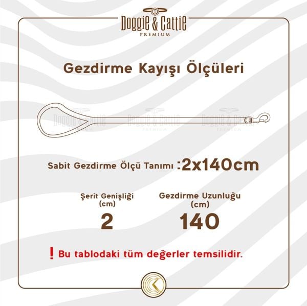 Doggie Konforlu Dokumadan El Yapımı Köpek Gezdirme Kayışı 2,5x120cm - Khaki
