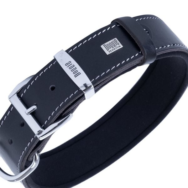 Doggie Konforlu Gerçek Deriden El Yapımı Çivili Köpek Boyun Tasması 4x52-60cm - Black