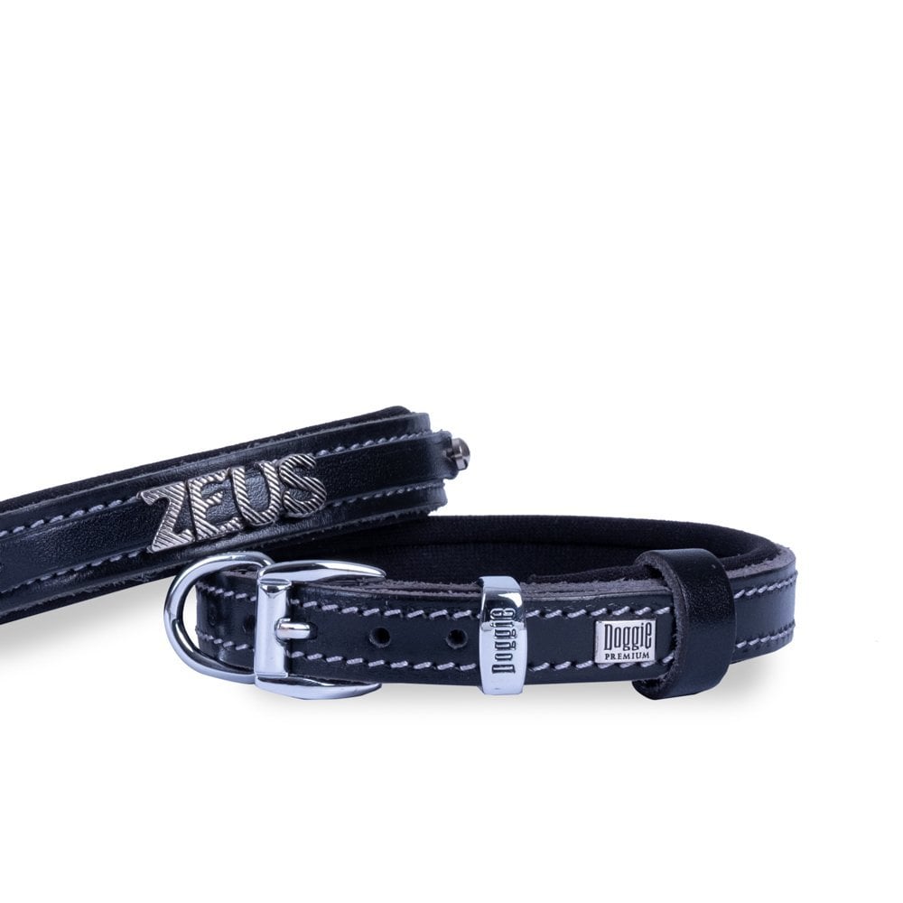 Doggie Nameplate Leather Dog Collar 1.5x25-30cm