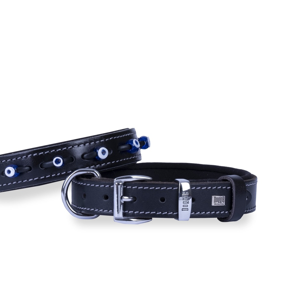 Doggie Nazar Boncuklu Deri Köpek Tasması 3x42-50cm