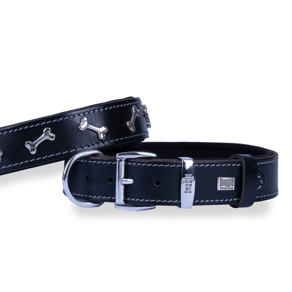 Doggie Kemik Süslü Deri Köpek Tasması 3.5x52-60cm
