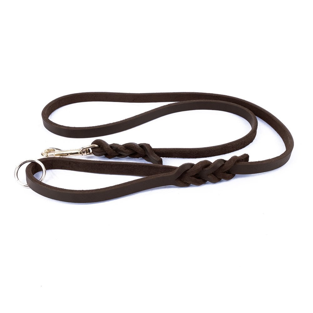Doggie Braided Oiled Leather Dog Leash 1.4x150cm