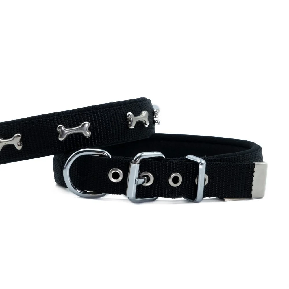 Doggie Bone Decorated Webbing Dog Collar 2x35-40cm