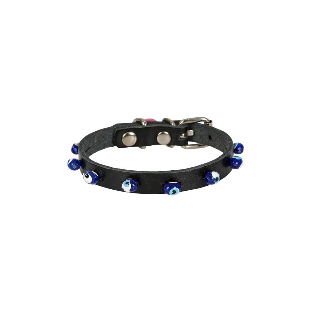 Cattie Boncuklu Deri Kedi Tasması 1x21-25cm