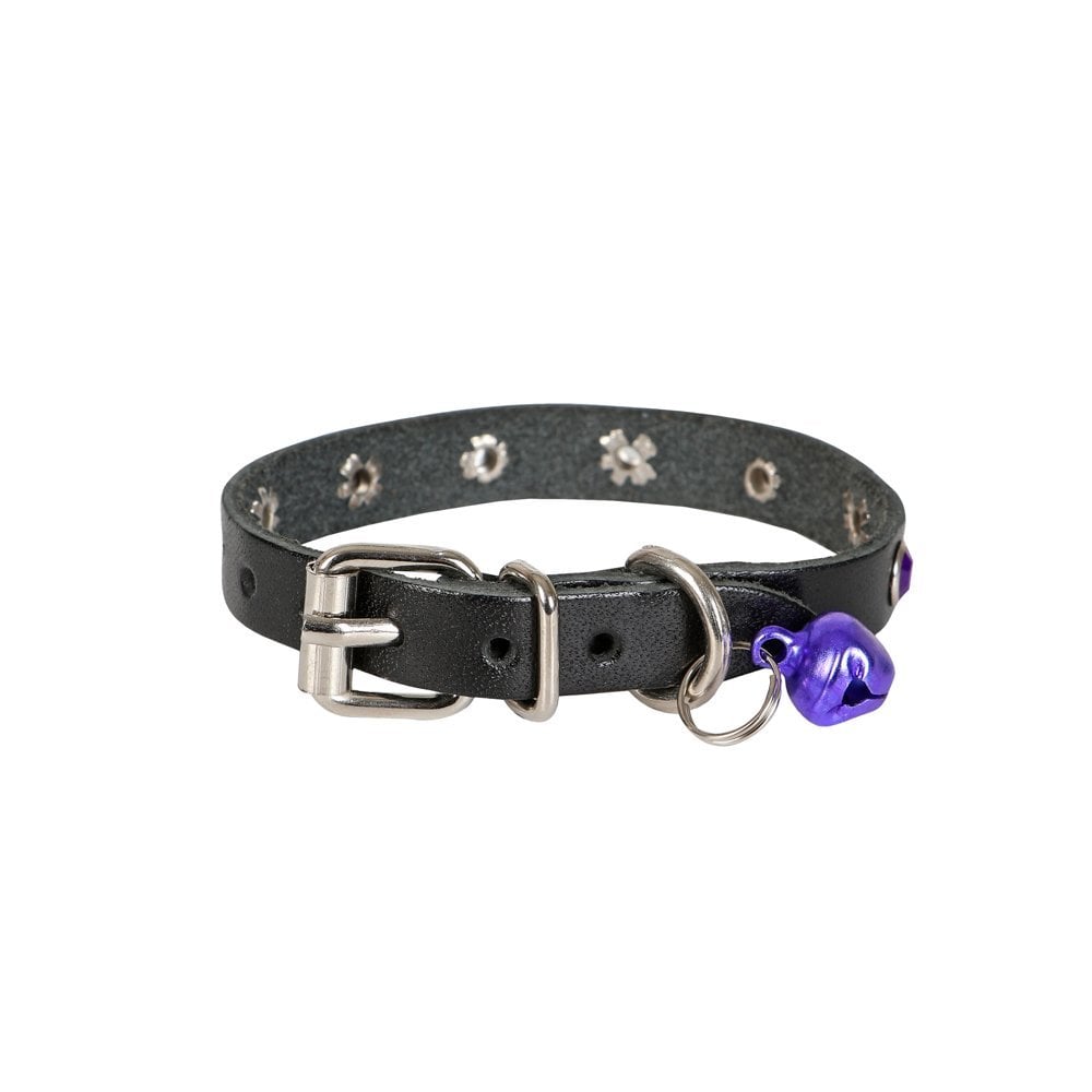 Cattie Rhinestone Leather Cat Collar 1x18-22cm