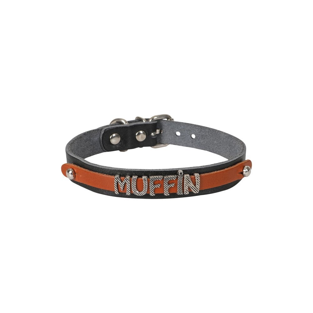 Cattie Nameplate Leather Cat Collar 1.5x28-32cm