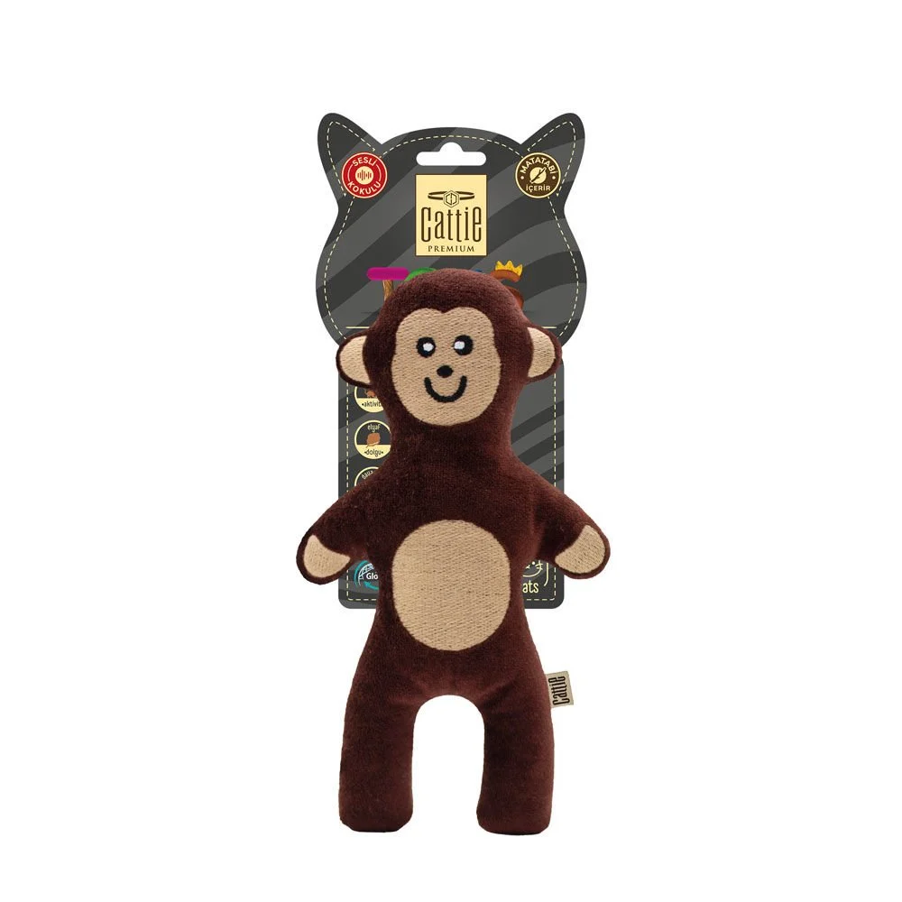 Cattie Monkey Plush Cat Toy With Silvervine 20cm