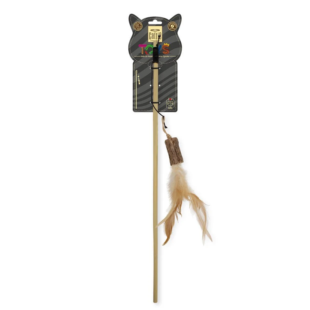 Cattie Log Cat Teaser Wand Toy With Silvervine 50cm