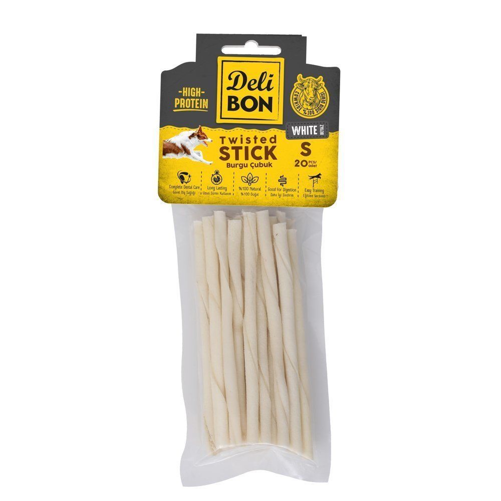 Delibon Rawhide Thin Twisted Stick Dog Treat 20 pcs