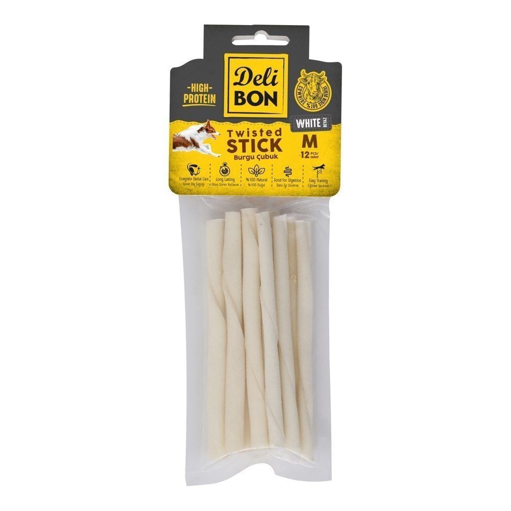 Delibon Rawhide Thick Twisted Stick Dog Treat 12 pcs