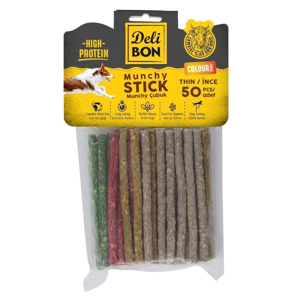 Delibon Rawhide Thin Munchy Stick Dog Treat 50 pcs