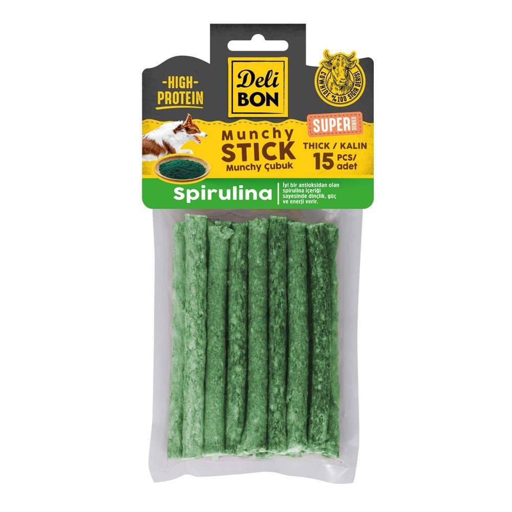Delibon Spirulina Munchy Çubuk Köpek Ödül Maması Kalın 15 Adet