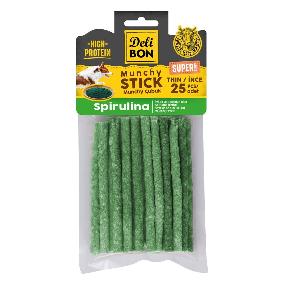 Delibon Spirulina Munchy Çubuk Köpek Ödül Maması İnce 25 Adet