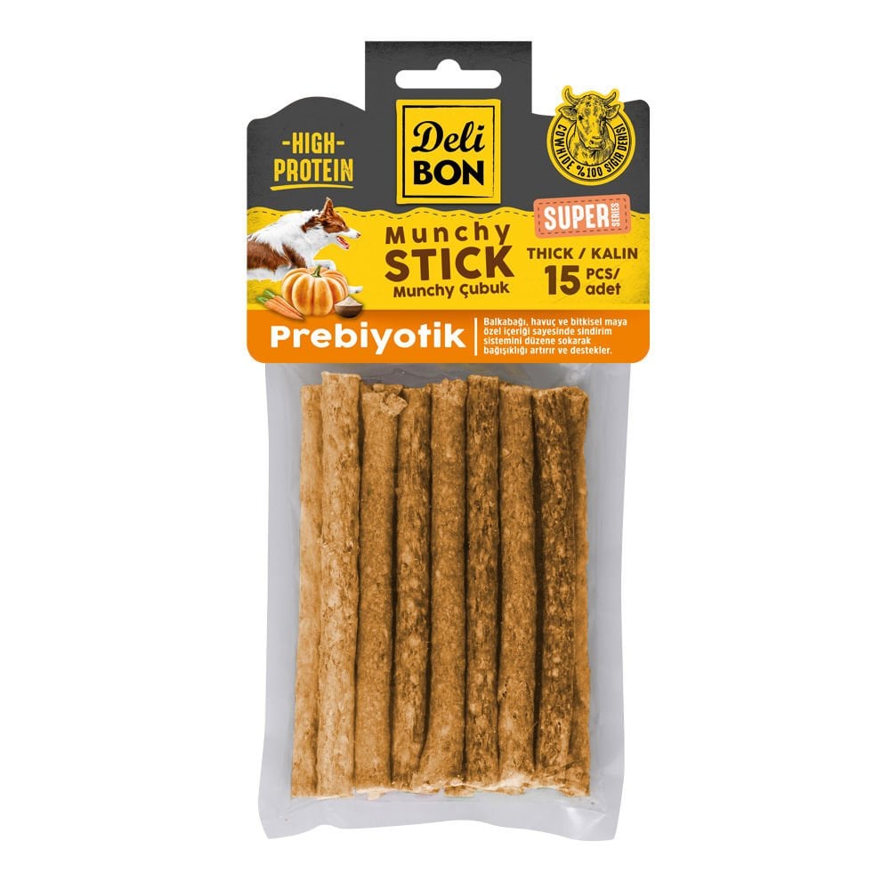 Delibon Rawhide Prebiotic Thick Munchy Stick Dog Treat 15 pcs