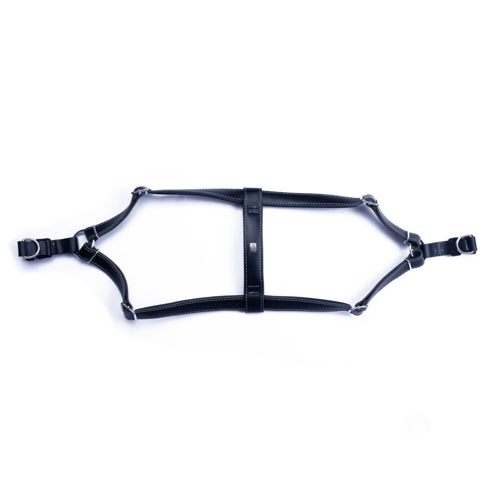 Doggie Konforlu Gerçek Deriden El Yapımı Ronin Model Köpek Göğüs Tasması L-2x55-65cm - Black