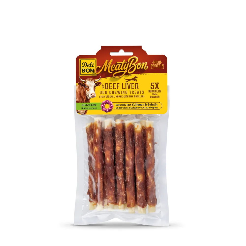 Delibon Beef Liver Twist Stick Dog Treat Thick 12 Pcs