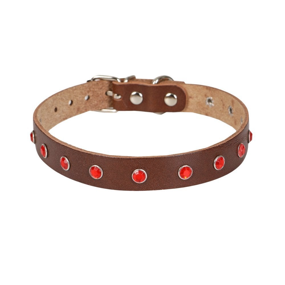 Cattie Taşlı Deri Kedi Tasması 1.5x31-35cm